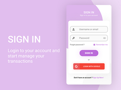 Mobile Application Login page