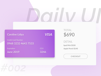 Credit Card Checkout DAILY UI #002 app branding design typography ui ux web website