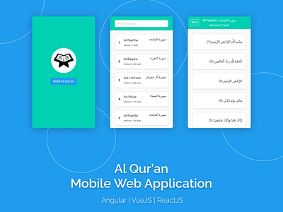 Al Qur'an Mobile Web Application with Angular, Vue angular app branding bulma design flat reactjs responsive typography ui ux vuejs