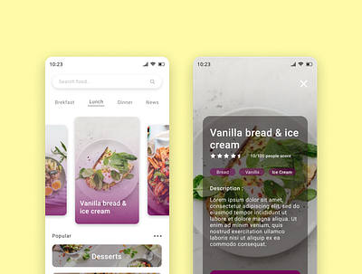 Favorite food rate and order... android design food rate ui uiux