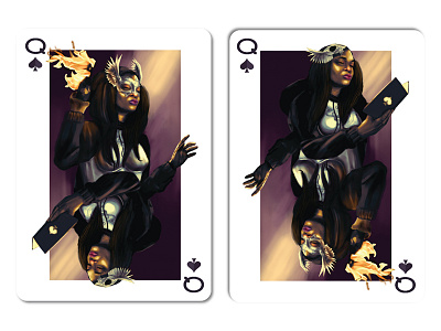 Queen of Spades: Athena the Activist cardist cardistry character design digital art digital painting photoshop playing cards