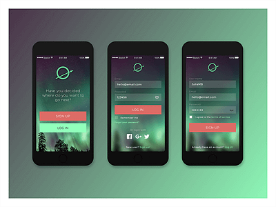 App initial screens