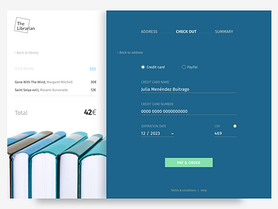 DailyUI #002 - Credit Card Checkout 002 books checkout checkout screen credit card daily ui challenge dailyui dailyui 002 order