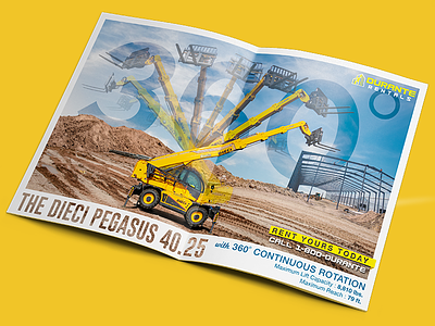 Dieci Catalog Spread advertising brand catalog lift machine print sky tough yellow