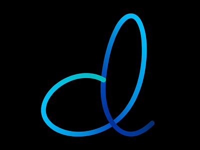 D (Script) blue cool gradient icon letter logo round script teal text typography