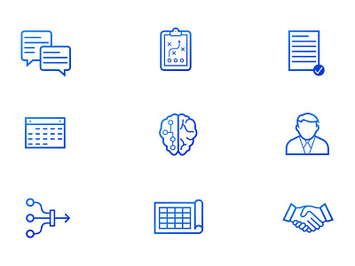 Octet Icons blue branding business gradient icons line art minimal paper simple