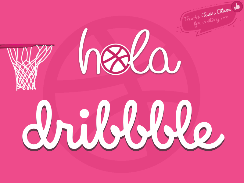 HOla Dribbble!!! basketball firstshoot graphic hola illustration letters mobile onboarding pink ui ux