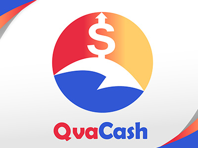QvaCash Logo arrow blue cash cuba desing finance app logo mobile money personal red