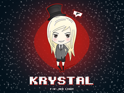 f(x) Krystal black suit chibi f(x) gun k pop krystal music red light