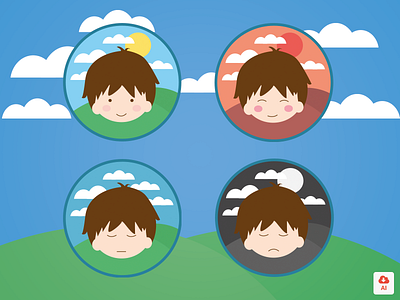 Cute Boy and His Emotions (.AI)