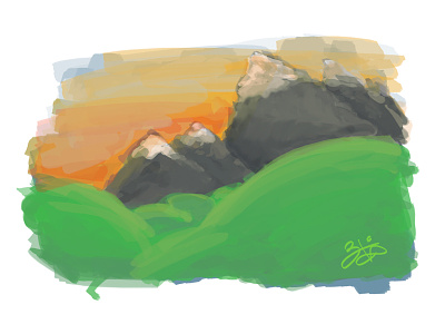 Painting Exercise art digital painting hills mountains photoshop sunset