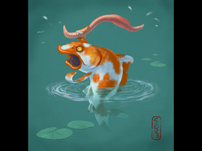 Not a coy carp! clip studio paint illustration