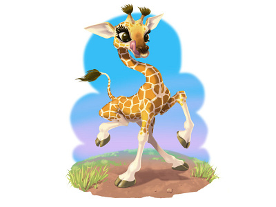 Awkward Baby Giraffe character design illustration