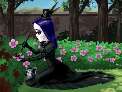 Goth Gardener clip studio paint illustration