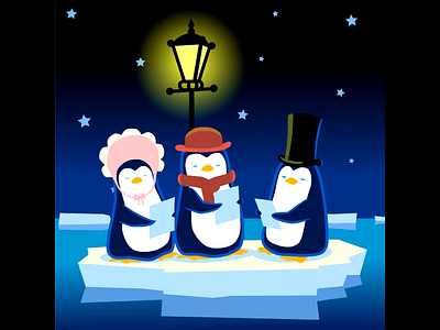 Penguin Carolers. animation christmas cute moho