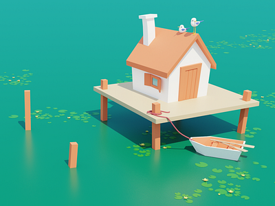 Gull shack 3d blender3d illustration