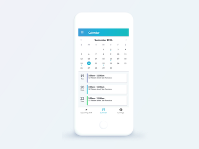 Calendar android app calendar card claire paoletti freebie material material design shift
