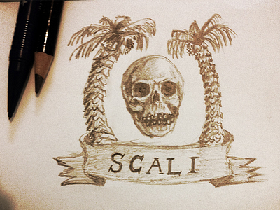 Scali Logo Sketch california logo palm tree pencil skull