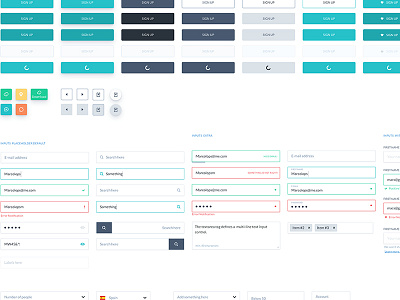 UI kit, preview clean dropdowns inputs interface buttons labels user white