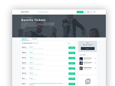 Band Ticket page V1 clean dropdowns inputs interface buttons labels user white