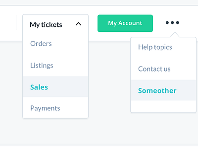 Mytickets - Dropdown menu