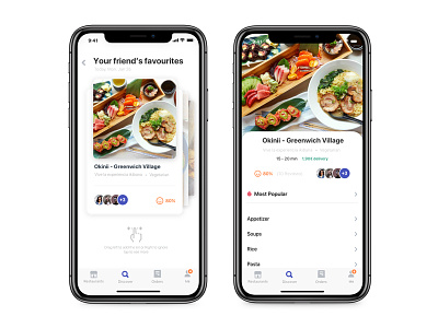 Food App, Friend's Favourites app food interface ios11 iphonex user