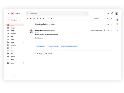 Gmail design (trying out material 2.0) with free sketch file