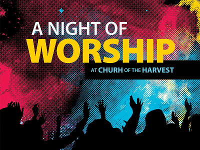 A Night Of Worship church color energy graphic design non profit poster promotional silhouette worship