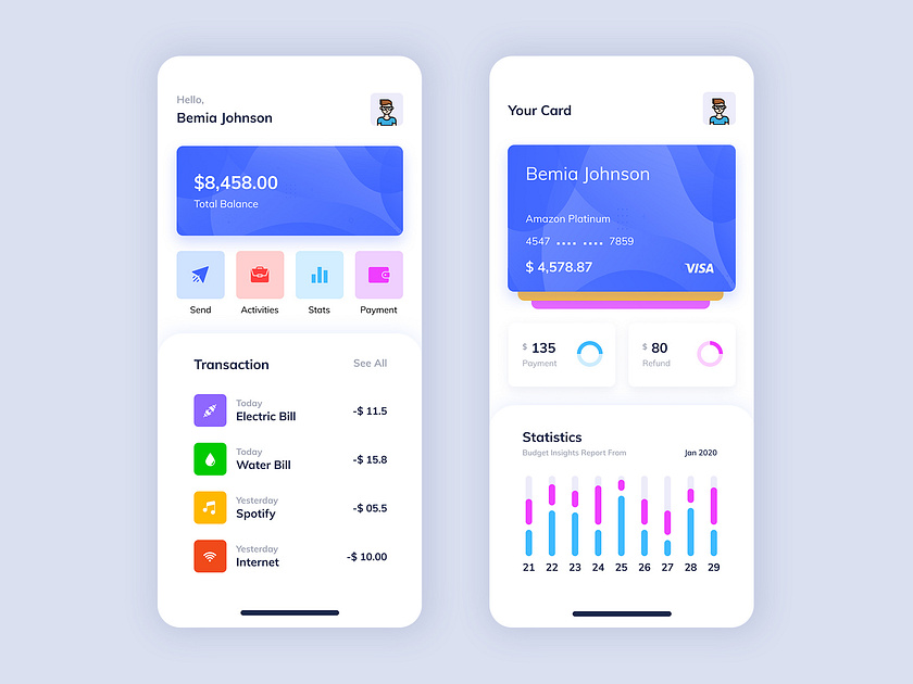 Mobile Wallet App UI Kit by Zubaear on Dribbble