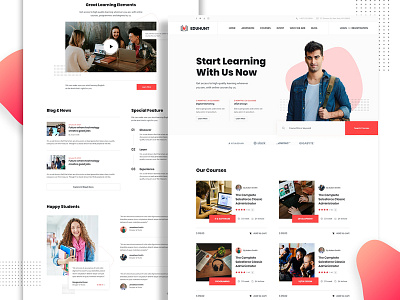 Education Landing Page branding college landingpage learning portfolio student templae ui university ux