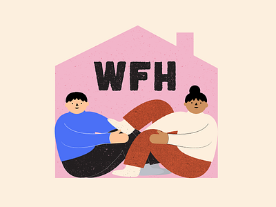 Work From Home couple flat illustration illustration illustration digital quarantine relationship texture wfh working from home