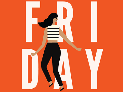 FRIDAY! dancing flat friday geometric girl illustration