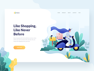 Delivery services header business delivery ecommerce header illustration landing services shopping ui vespa website