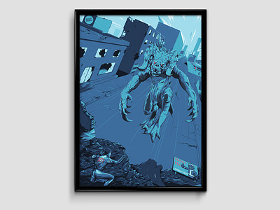 Fallout Illustration - Framed artwork bethesda city colorful colourful commission deathclaw fallout fallout 4 illustration print videogame