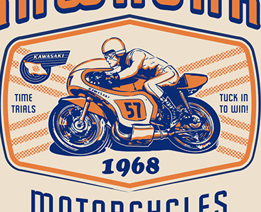 Cafe Racer illustration kawasaki motorcycle vintage