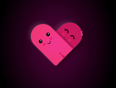 Two souls one heart - dribbble warmup week 2020 trend art concept art creative dailychallenge design heart illustration monocolour pink soulmate valentinesday