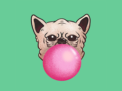 Pug Gum character designbyhuman dog doodling illustration procreate pug threadless tshirt