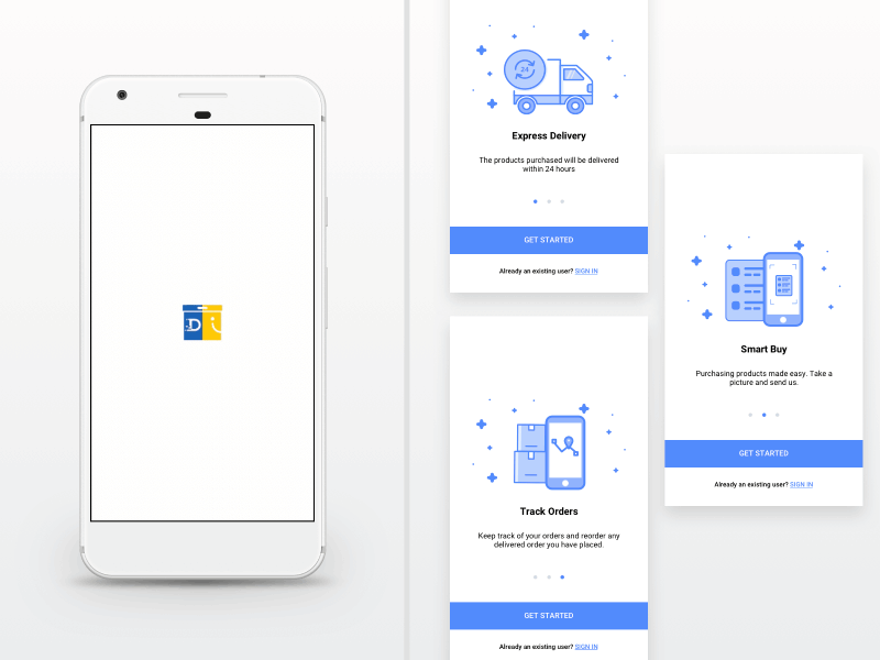 Disitman Onboarding android app app design onboarding ui prototype retail design ux vector