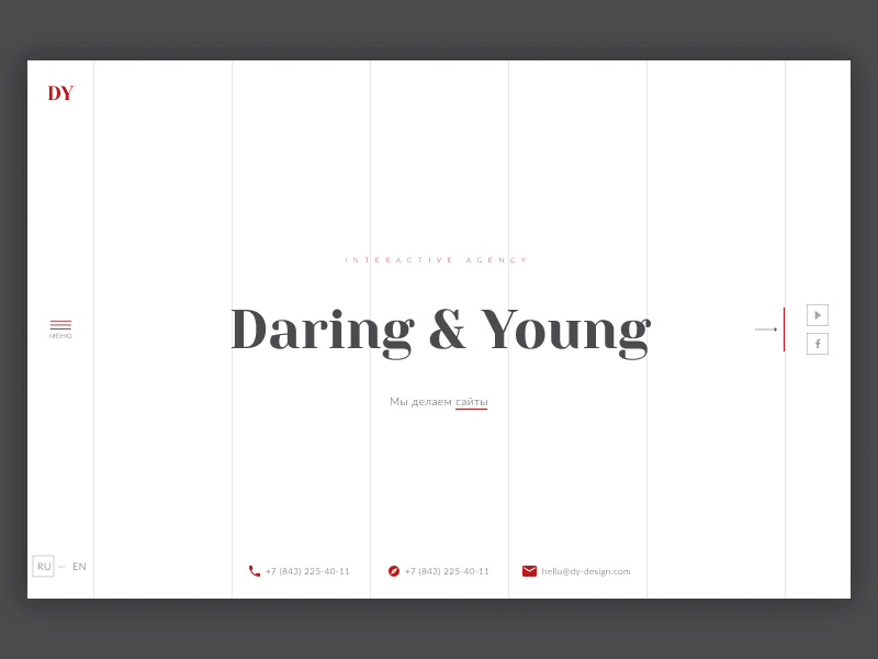 Interactive agency «Daring & Young» animation design interactive portfolio ui ux