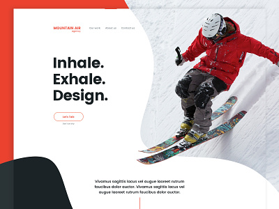 Mountain Air agency art curves design extreme sport hero mountain ski typography ui