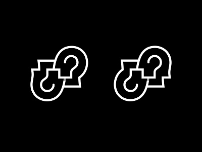 Questions design head headlogo icon linelogo logo logotype man mark question woman