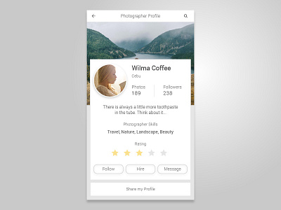 Photographer profile 2 dailyui photographer profile ui