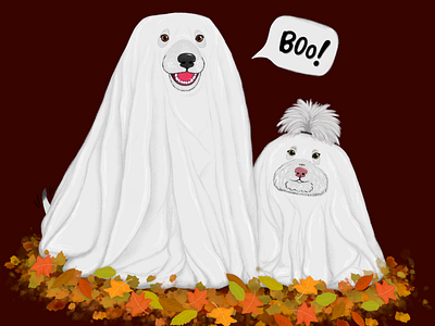 Boo! autumn vibes boo costume cozy dogs ghosts halloween ill0graph illograph illustrated illustration scary season spooky trick or treat