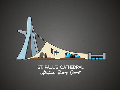 St. Paul'S Cathedral illustration abidjan africa africa landmark design flat flat design illustration flatdesign graphicdesign ill0graph illograph illustration ivorycoast vector illustration