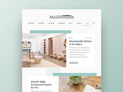 Mountainside Blog Page Web Design blog page branding design home page icon landing page logo news page typography ux web web design web ui web ui design website