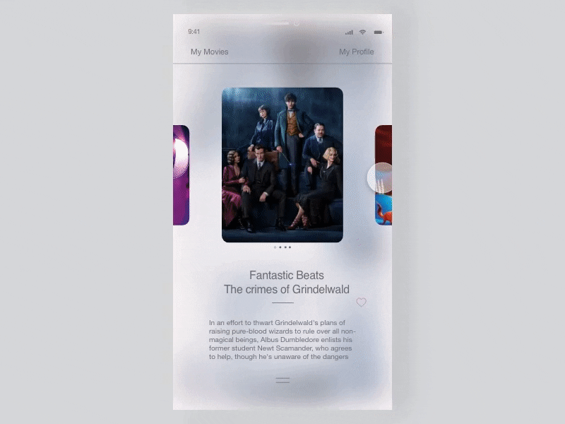 Cinema App Concept adobe xd animation cinema design design app fantastic beasts gif movie app ui