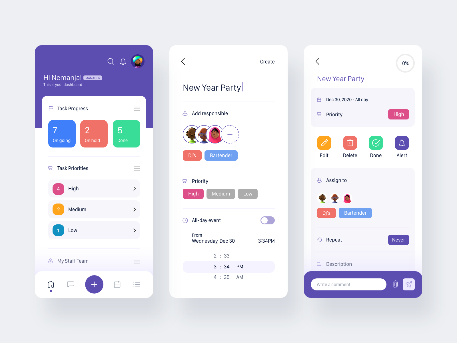 App task manager by Thalita Torres on Dribbble