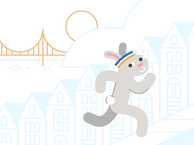 Sun Run Bun bunny illustration rabbit run running runningupthathill san francisco vibes