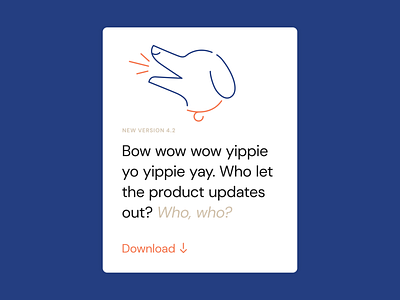Bark if You <3 Product Updates bark barking blue branding canine card ui character dog floating button floating card illustration modal notification pet product card sound lines ui ux vector visual design