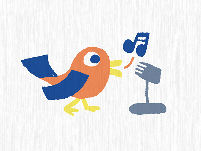 Bird Song birb bird bird illustration cartoon illustration microphone music recording rough sketch singing vibes vintage